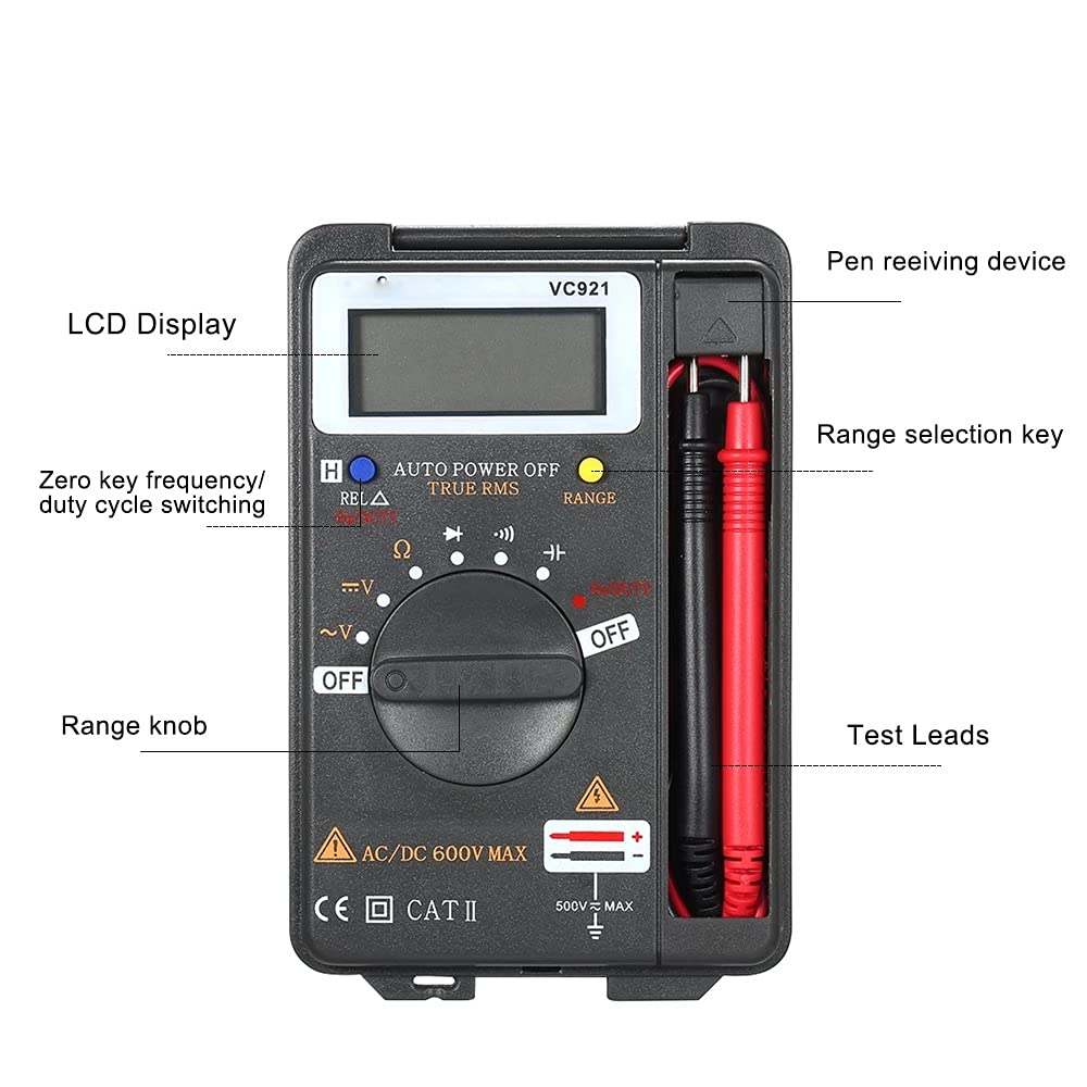 VC921 Handheld Digital Multimeter Multifunction Mini Multi Esr Meter AC/DC Voltage Transistor Tester Ammeter Temperature Sensor