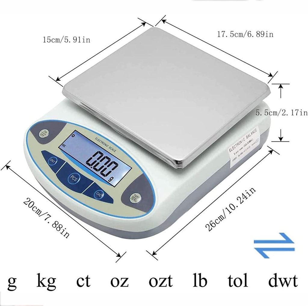 0.01g High Precision Digital Lab Scale, Electronic Kitchen Jewelry Weighing Balance Professional with Back-lit LCD Display, Tare Pcs Portable Scale,3000g/0.01g (5000g/0.01g)