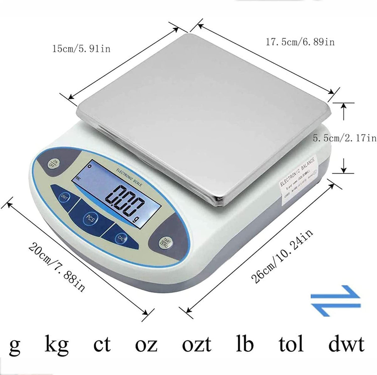 0.01g High Precision Digital Lab Scale, Electronic Kitchen Jewelry Weighing Balance Professional with Back-lit LCD Display, Tare Pcs Portable Scale,3000g/0.01g (3000g/0.01g)