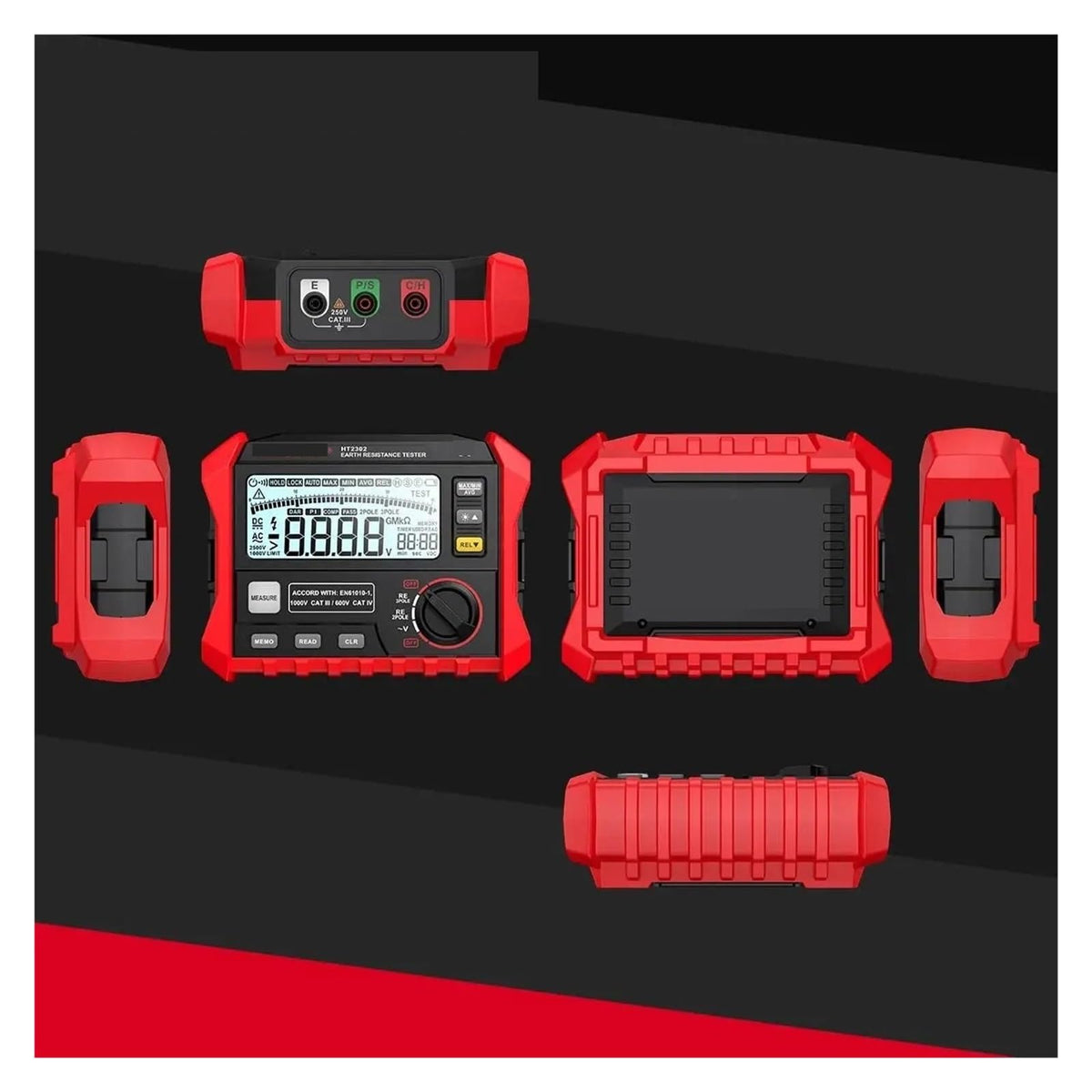 Resistance Meter, Professional HT2302 Insulation Tester, Digital Earth Resistance Meter for Safety