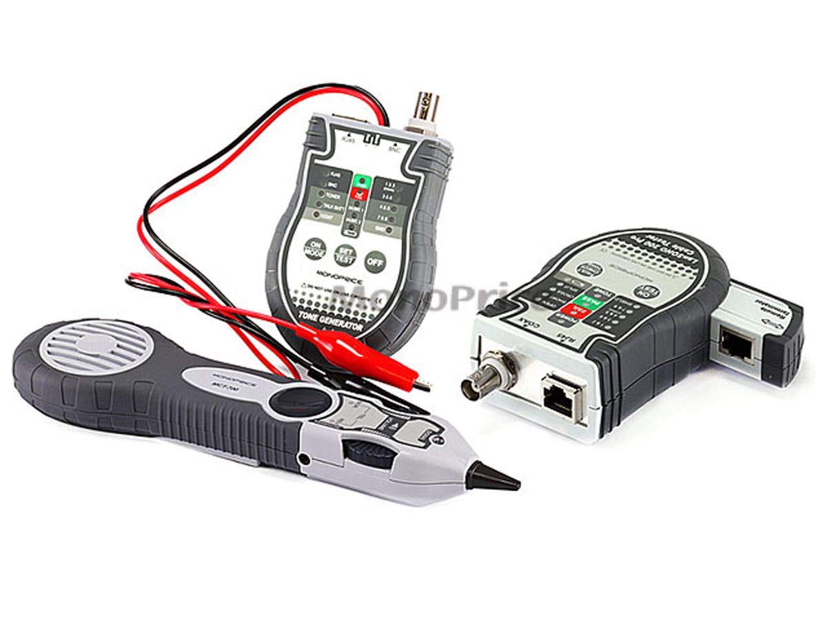 Monoprice LAN and Coaxial Installation Kit with Tester and Tone Generator (108135), Black