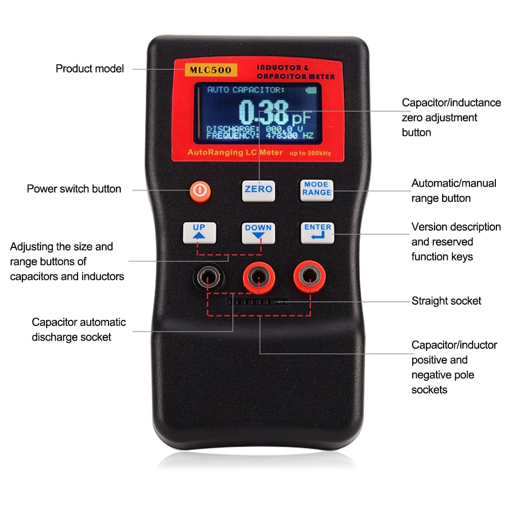 LCR Meters MLC500 Electronic Capacitance Inductance Meter Digital Bridge LC Multimeter RC Oscillation to 500 KHz 100mF 4.8
