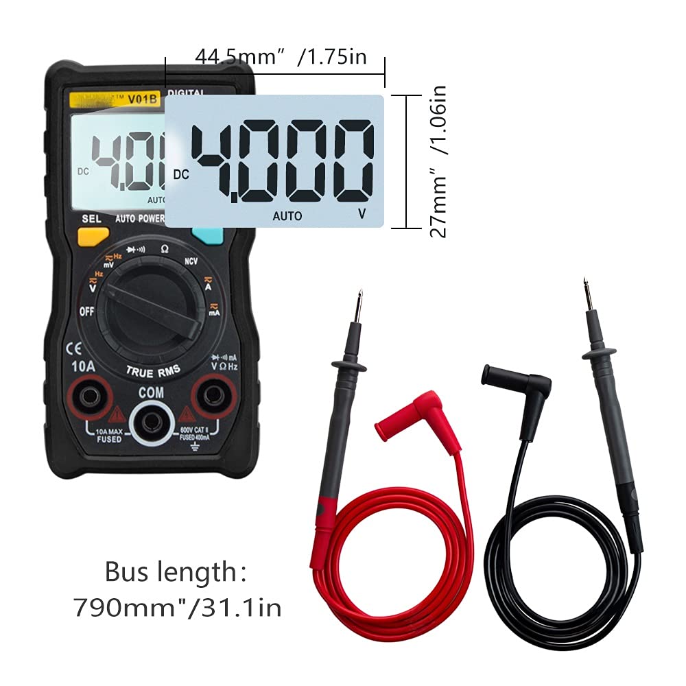 Digital Multimeter 6000 Counts Auto Ranging AC/DC Voltage Meter Flash Light Back Large Screen 113A/D