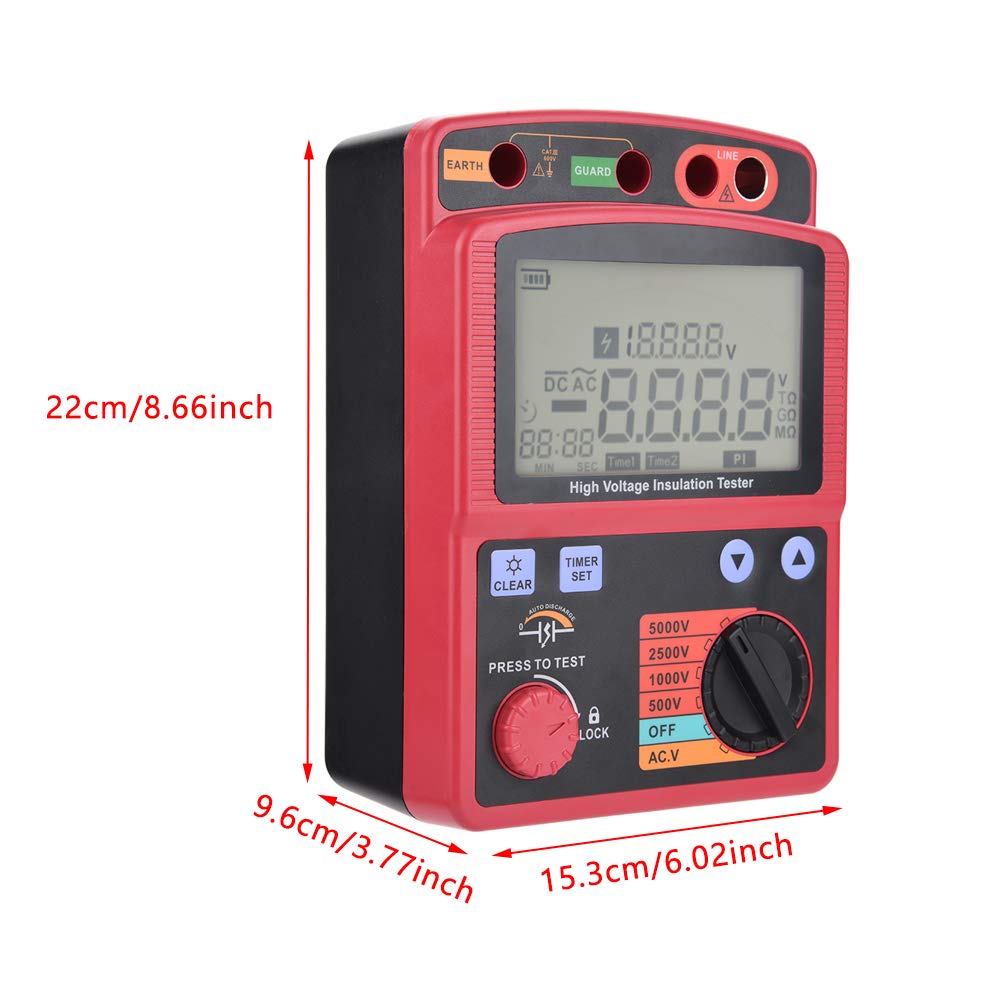 5KV Insulation Tester, Digital Insulation Resist Multimeter Tester, High Accurate Insulation Resist Tester for Motor Cables Switches