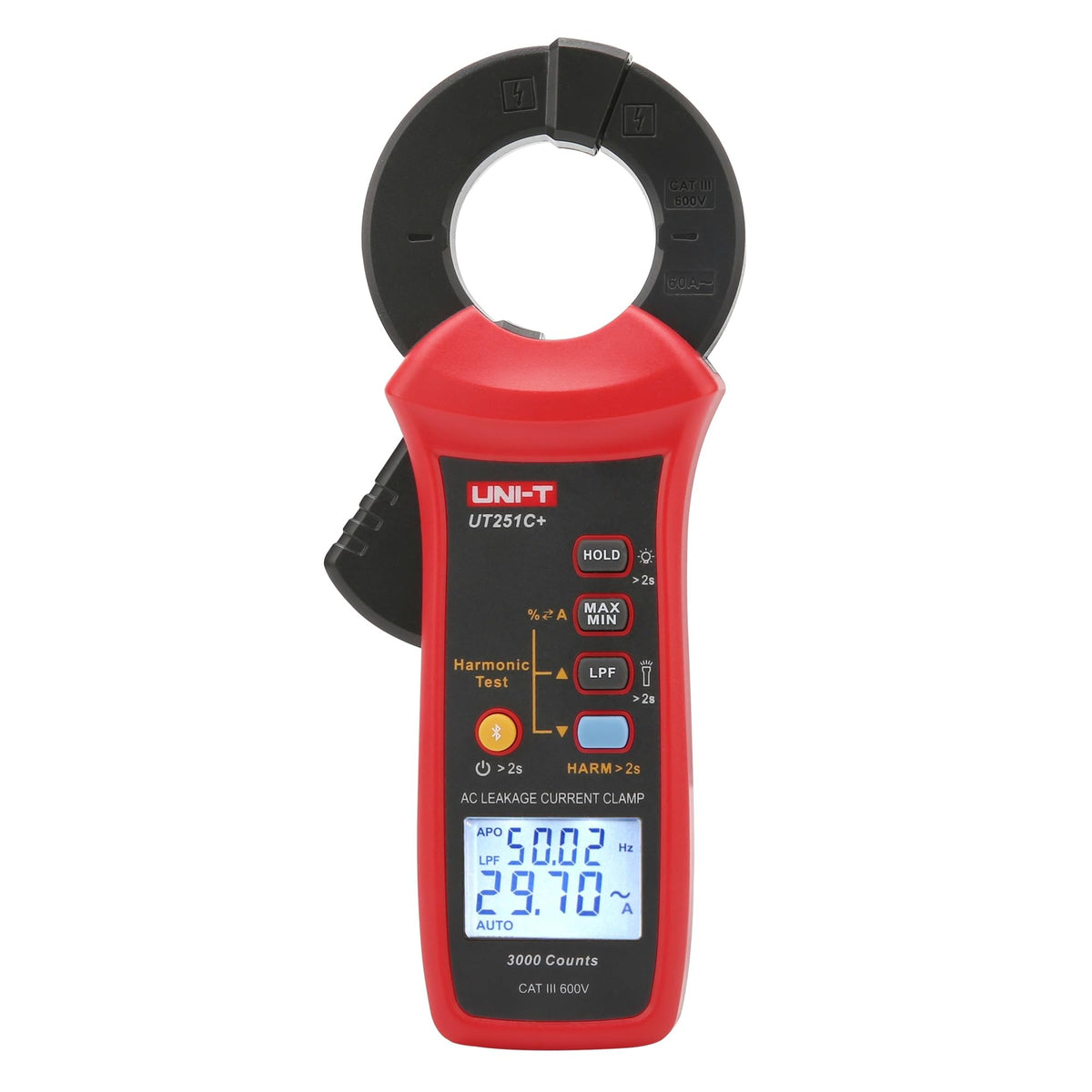 UNI-T UT251C+ AC Leakage Clamp Meter 1μA Precision,LPF&Harmonic,Bluetooth