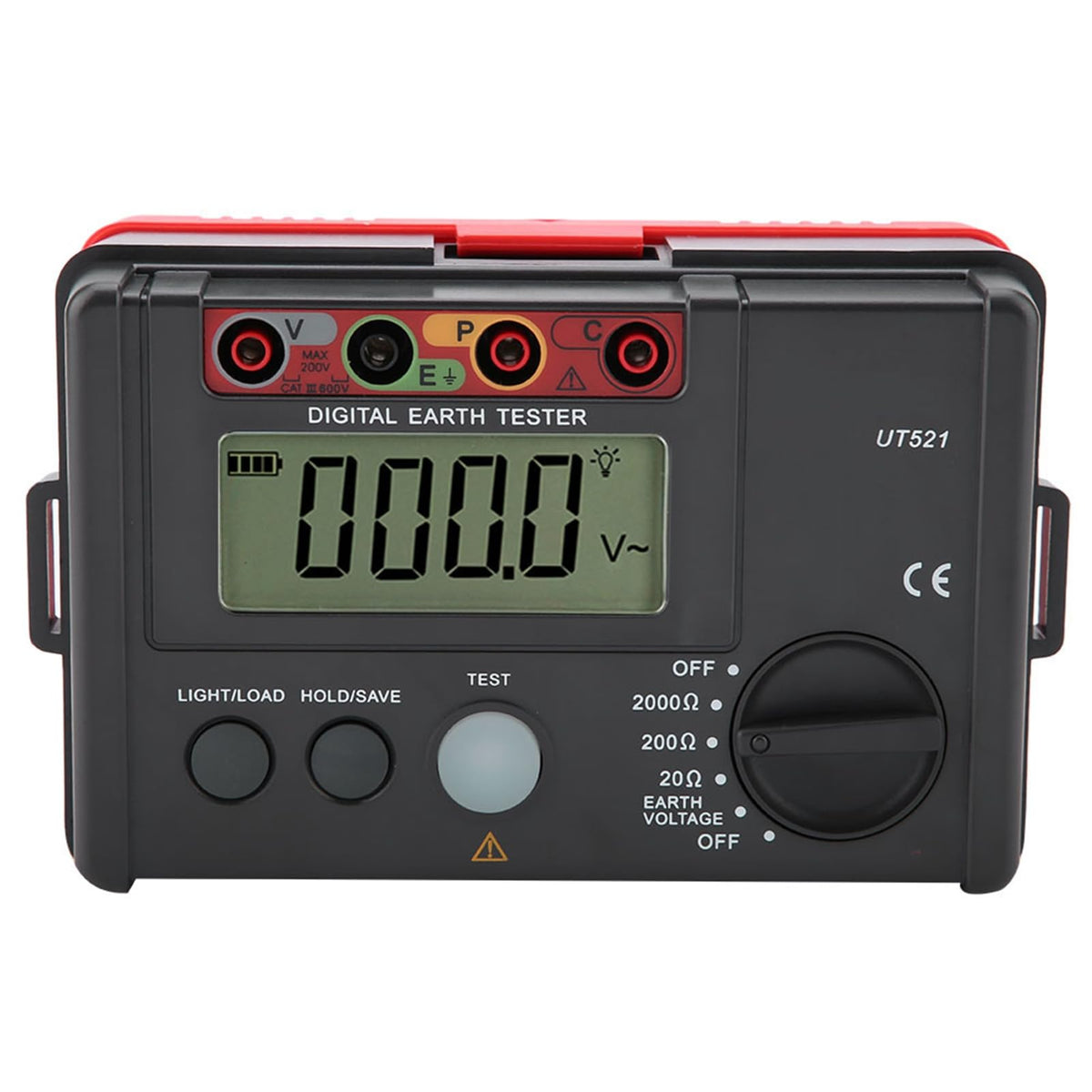 Yctze UT521 Digital Earth Tester - Accurate Earth Resistance Meter with Data Storage, Backlight, and 3-Wire Testing for Electrical Safety