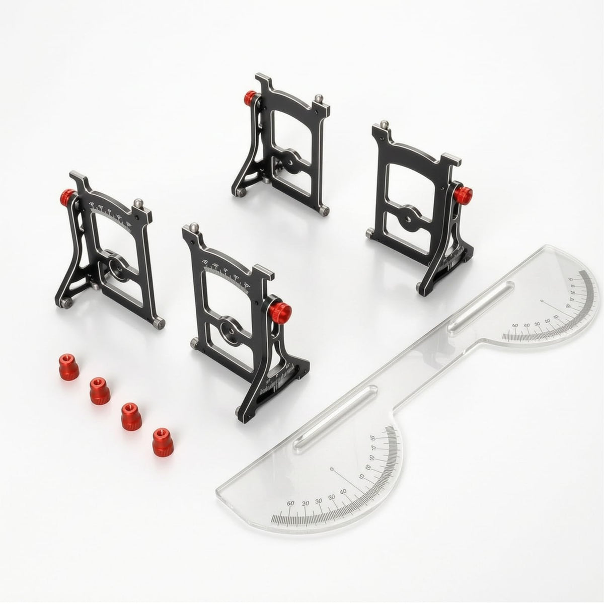 Scale Vehicle Calibrator RC Alignment Gauge Setup Tool Wheel Angle Meter Chassis Geometry Tuner Alloy Material Acrylic Angle Board Suitable for 1/10, Red, Set