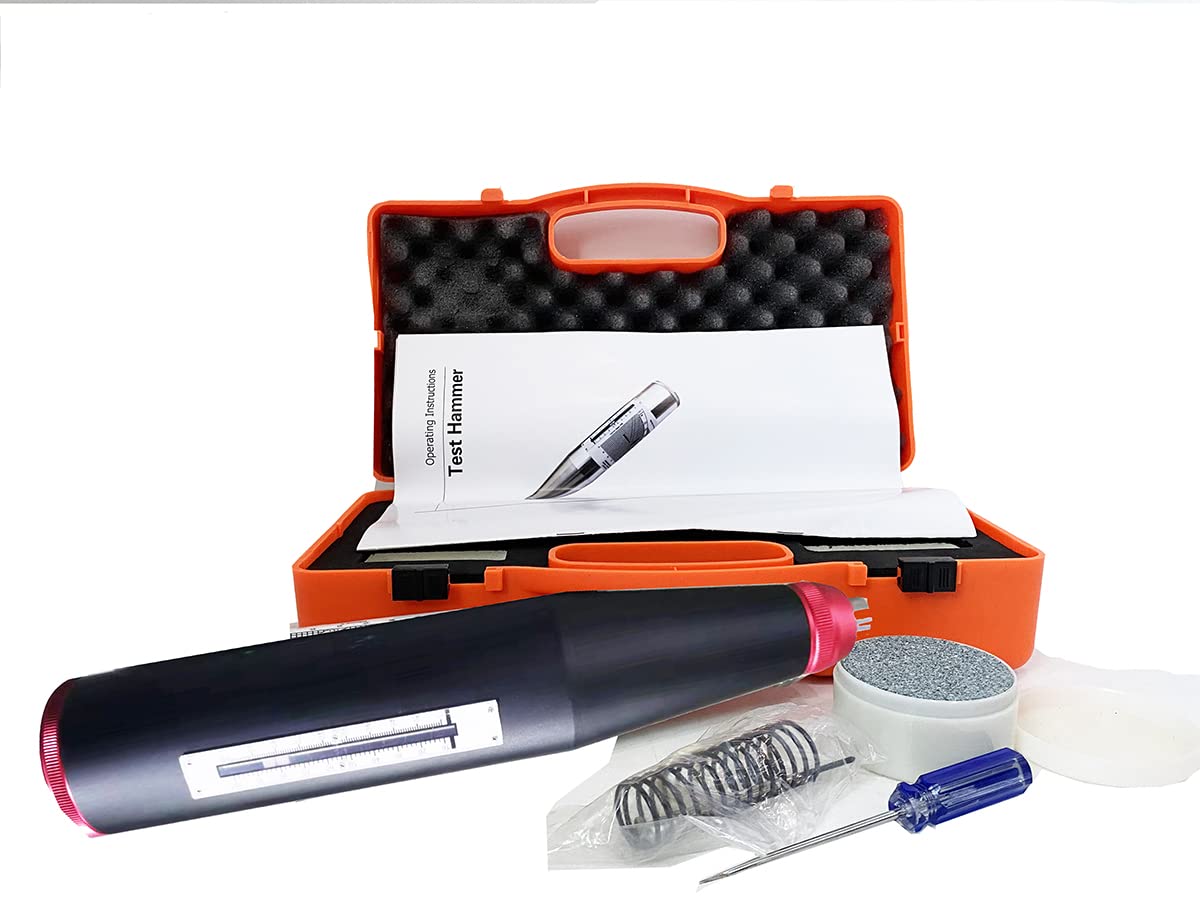 Concrete Rebound Hammer Resiliometer Test Meter Concrete Hammer Tester with Pointer Length 20.0±0.2 mm Pointer Friction 0.65±0.15 N for Building Panels Beams Columns Bridges