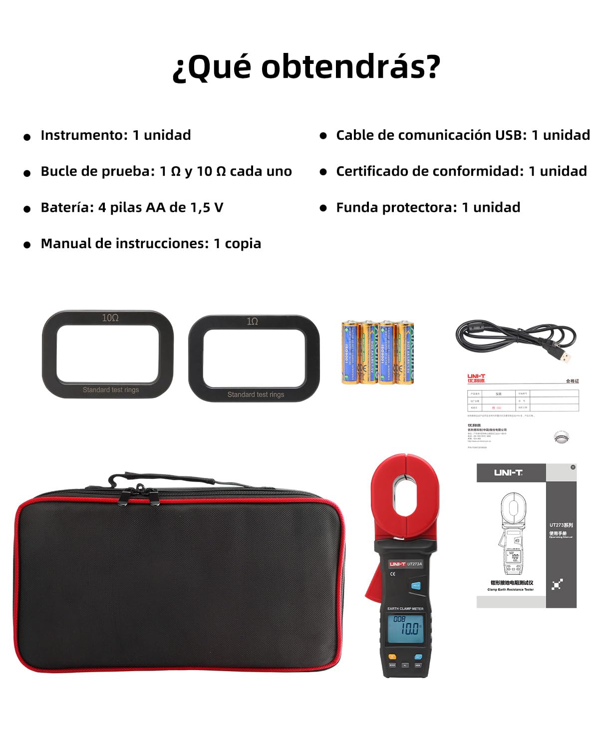 UNI-T Clamp Ground Tester 395Ω USB Earth Loop Resistance Meter 55x32mm