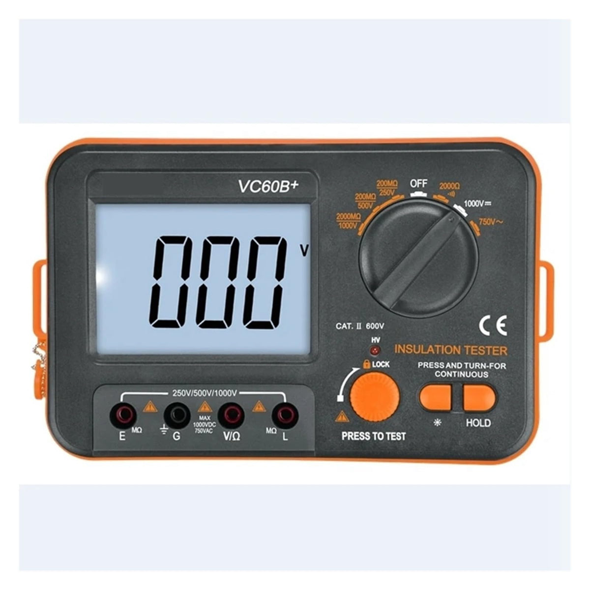 Resistance Tester VC60B+ Digital Insulation LCD Electronic DC/AC Voltmeter 0.1~2000m Ohm Megohm Meter Data Hold Alarm