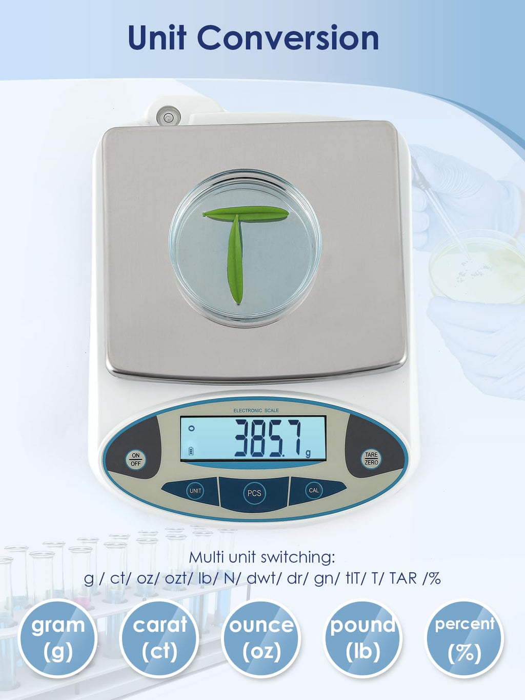 CGOLDENWALL Lab Scale 5kgx0.1g Digital Precision Scale Electronic Balance Laboratory Weighing Industrial Scale Kitchen Counting Scale Scientific Scale Calibrated (5kg, 0.1g)