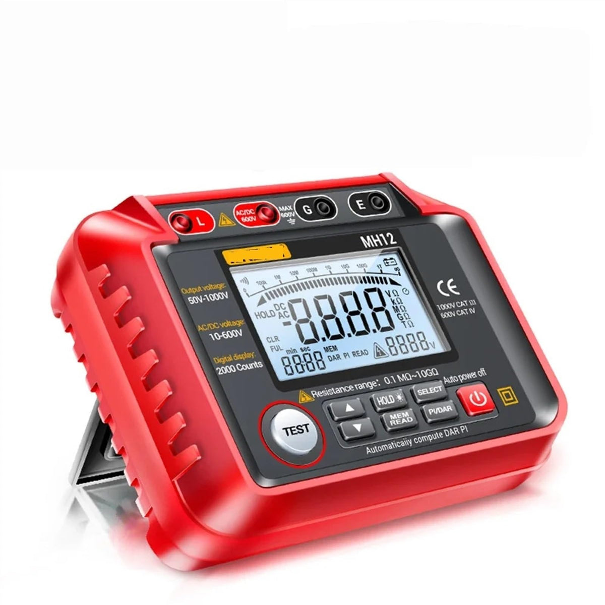 MH12 Digital Megohmmeter Meters Insulation Earth Resistance Meter Resistor Tester Ohm Cable Voltmeter Megameter Gauge Tool