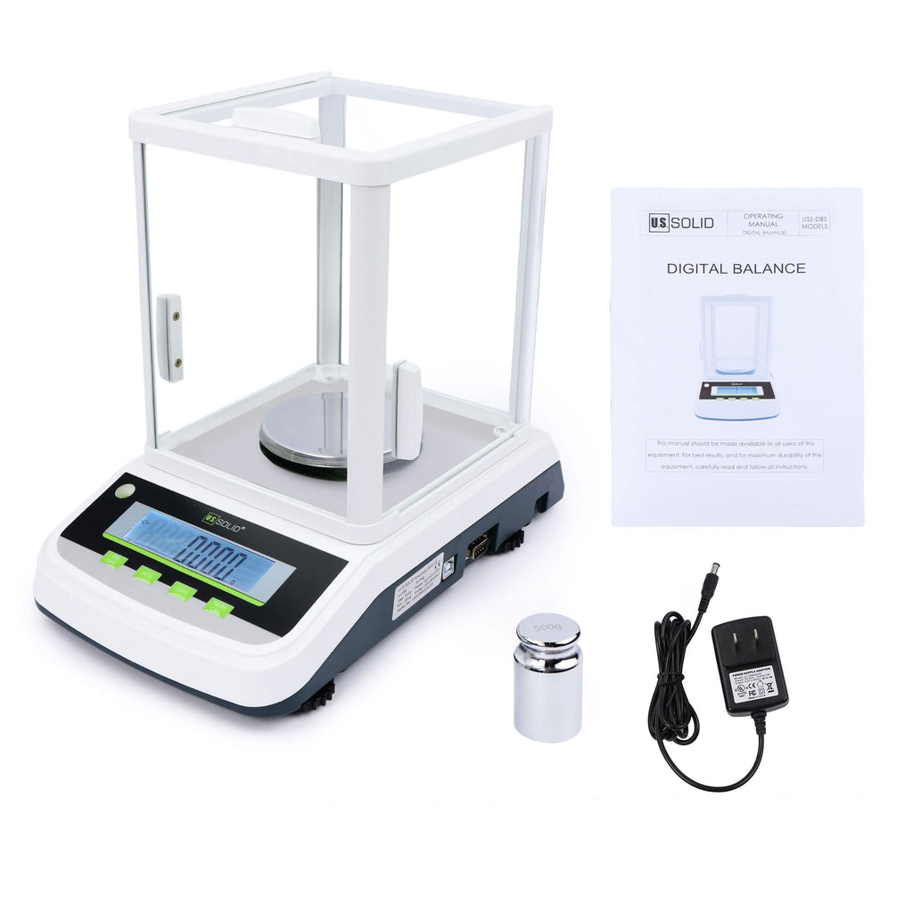 U.S. Solid 1mg Analytical Balance High Precision Digital Lab Scale with 2 LCD Screens, RS232 USB Interface (300gx0.001g)