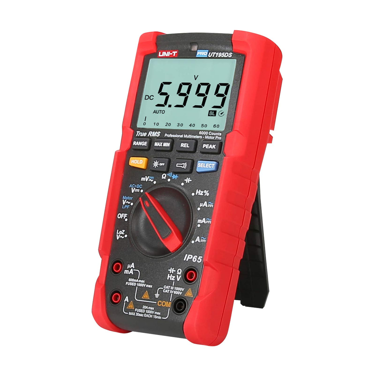 UNI-T Industrial Digital Multimeter UT195DS (IP65, 2M Drop Test) True RMS 6000 Counts AC DC Voltage Current LOZ ACV Resistance Capacitance Frequency Duty Cycle Diode Continuity Test Auto/Manual Range