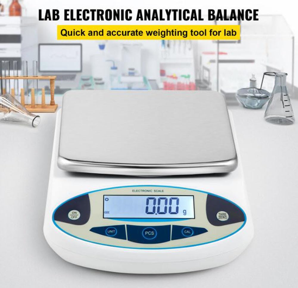 0.01g Lab Analytical Balance LCD Backlit Screen Digital Precision Pocket Electronic Kitchen Scale Jewelry Scientific Scale(5000g) (Color 3000g)