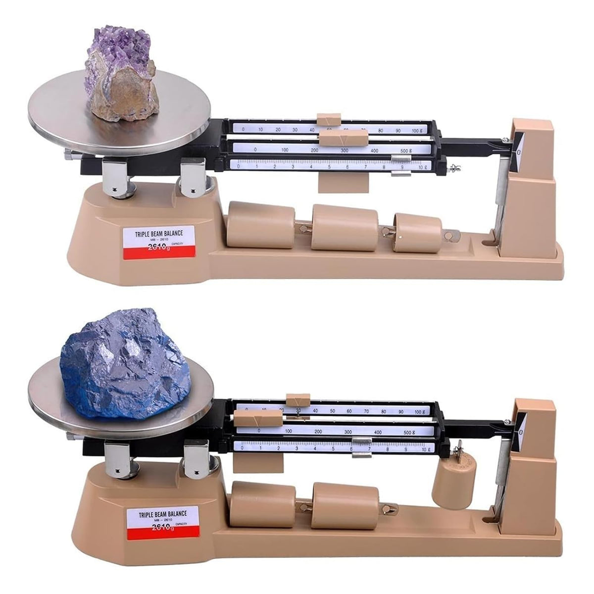 Triple Beam Balance Scale with Stainless Steel Platform, for Lab and Classroom Use, Magnetic Damping, 2610g Capacity