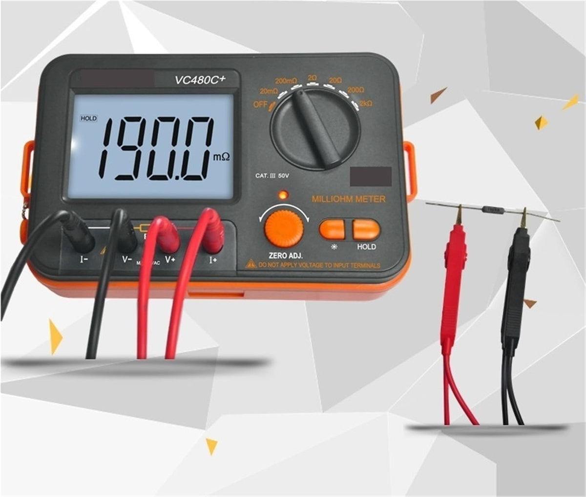 Resistance Tester, Resistance Meters, VC480C+ Digital Milliohmmeter DC Low Tester Microohmmeter 0.01mΩ~2kΩ Detectable Transformer Circuit Board,Multimeter