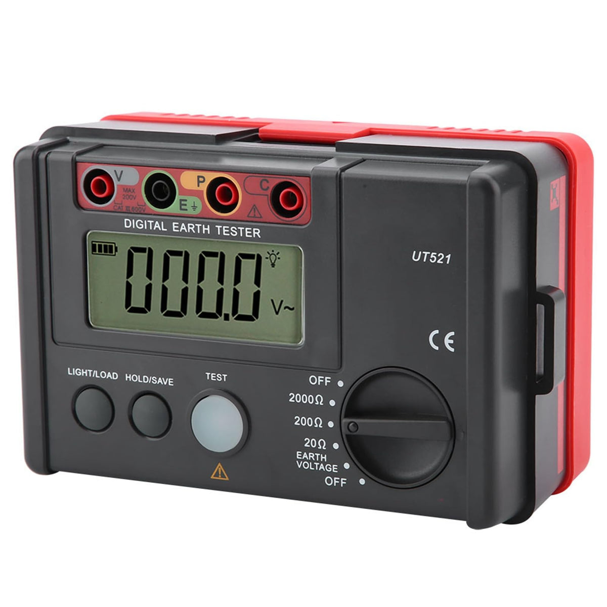 Yctze UT521 Digital Earth Tester - Accurate Earth Resistance Meter with Data Storage, Backlight, and 3-Wire Testing for Electrical Safety