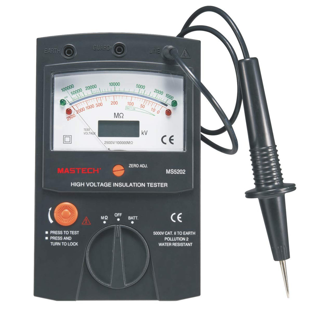 Digital Analogue High Voltage Insulation Meter Tester, Max to 2500V 100000 Mohm
