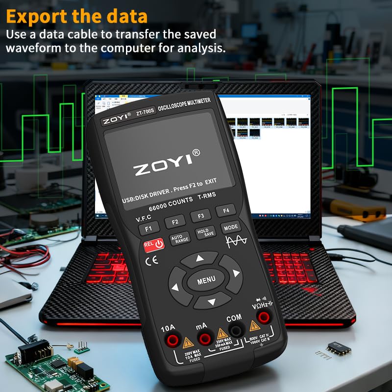 ZT-706S 3-in-1 Oscilloscope Multimeter, 50MHz Bandwidth, 66000-Count Display, 10M Signal Generator, Electrician Repair(ZT-706S)