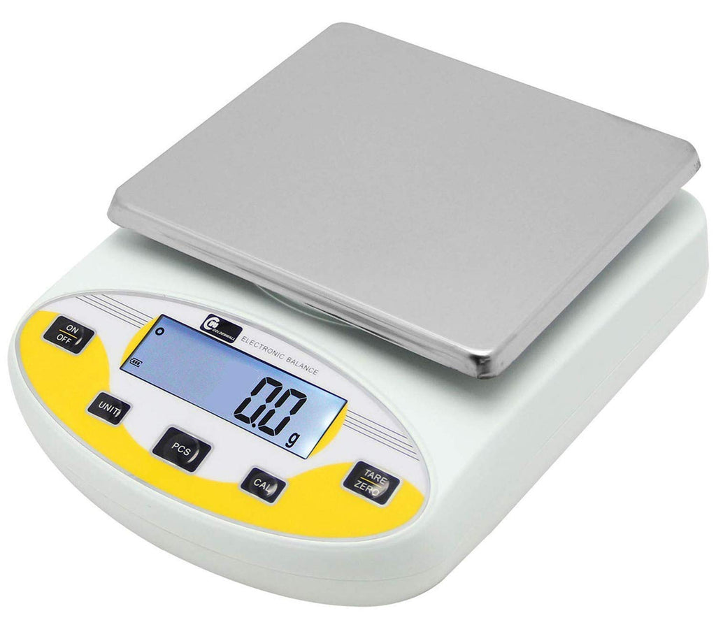 CGOLDENWALL Large Range Lab Digital Analytical Balance Lab Precision Scale Jewelry Kitchen Scales Electronic Balance Weighing and Counting Scale 0.1g Calibrated Pan Size 180140mm Yellow (15kg, 0.1g)