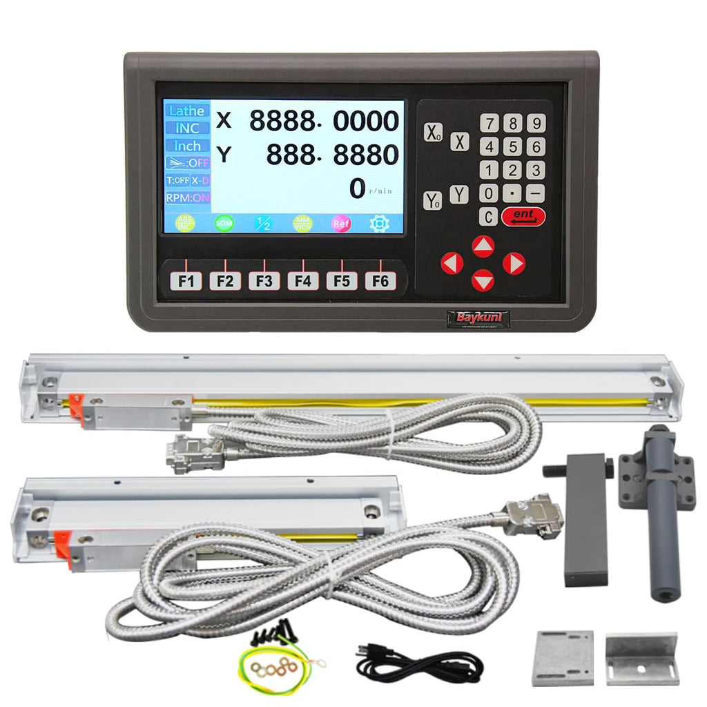 12inch 40inch Lathe DRO Kit 2 Axis Digital Readout Display Glass Linear Scale 1um with High Precise Mini Metal Lathe LCD Display