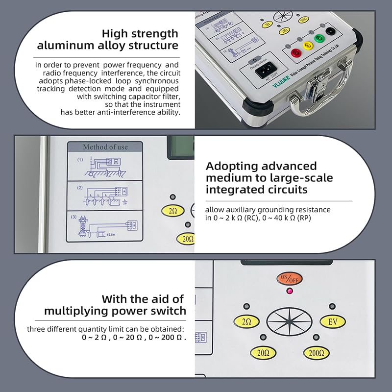 Digital Grounding Resistance Tester DC/AC Resistance Meter Instrument