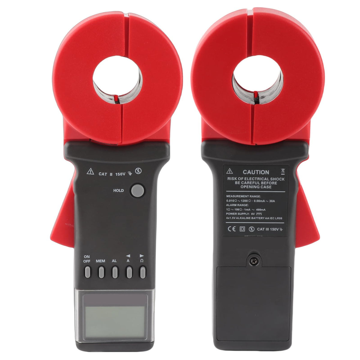 Ground Tester, Clamp Earth Tester, Data Storage, Sound Light Alarm for Electric Power, Electriccircuittestingdevice
