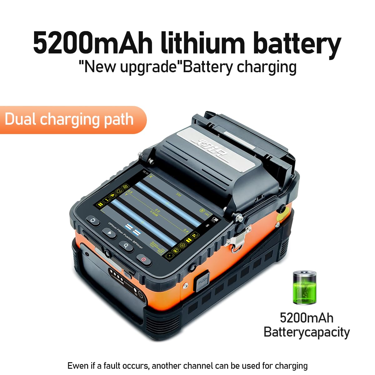 AI-6A Portable Fiber Fusion Splicer with 8s Splicing &18s Heating, 5200mAh Battery for Long Runtime, Ideal for Field Work