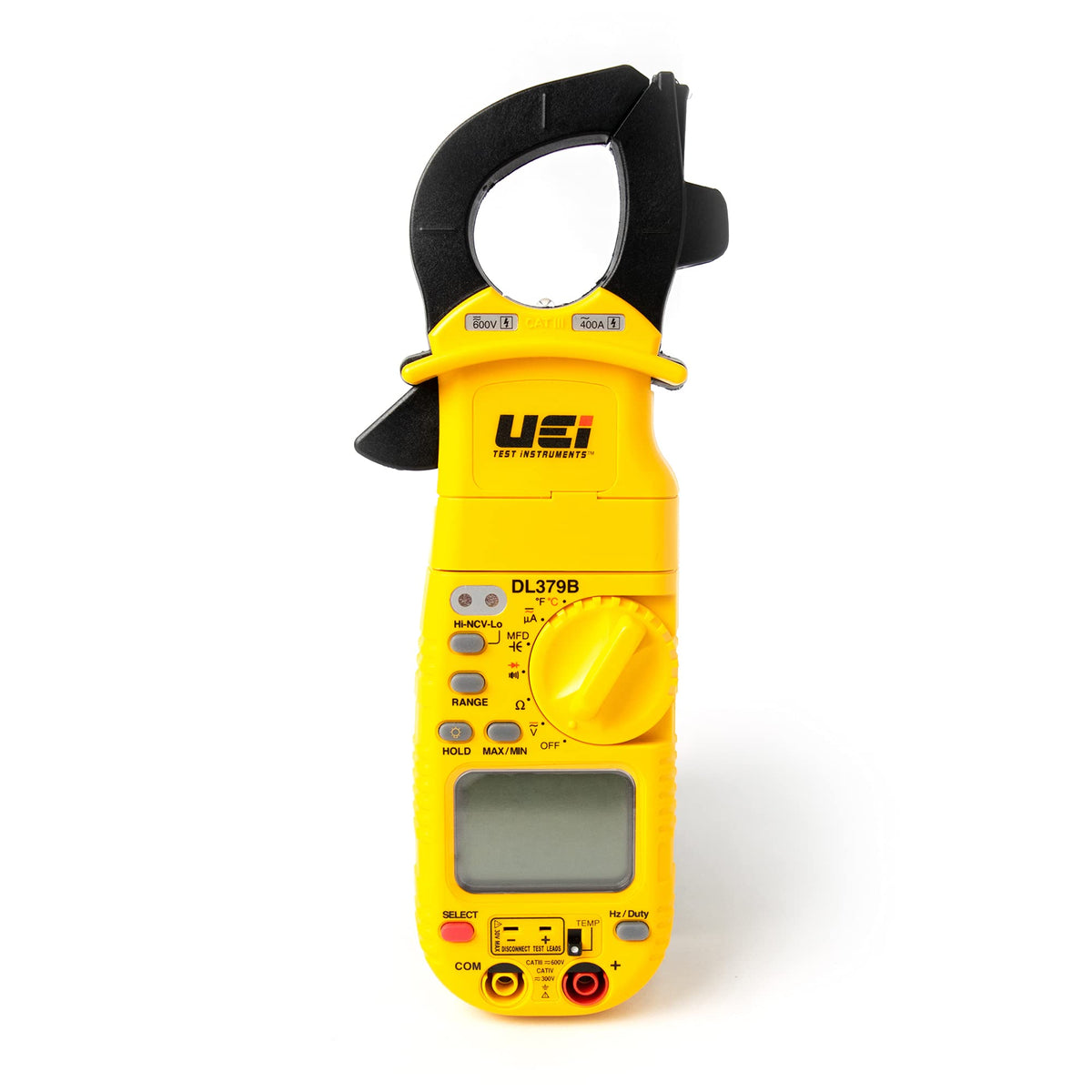 UEi DL379B Digital Clamp Meter Auto Ranging, HVAC Current Voltage Tester w/Magnetic Mount, Measures AC Amps AC/DC Volts Temperature Capacitance Frequency Diodes Duty Cycle Continuity Resistance NCV