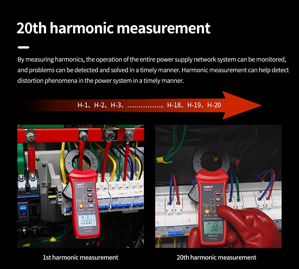 UNI-T UT251C+ AC Leakage Clamp Meter 1μA Precision,LPF&Harmonic,Bluetooth