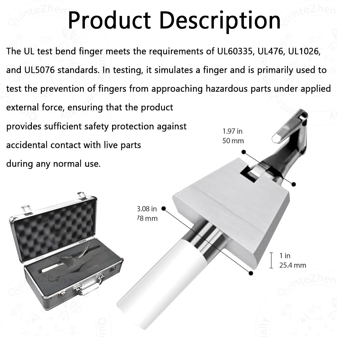 Articulated Test Finger,Bend Test Accessibility Probe,Simulates Fingers Contact,Electrical Safety Testing,for Electrical,Industrial,Scientific Use Laboratory Environments
