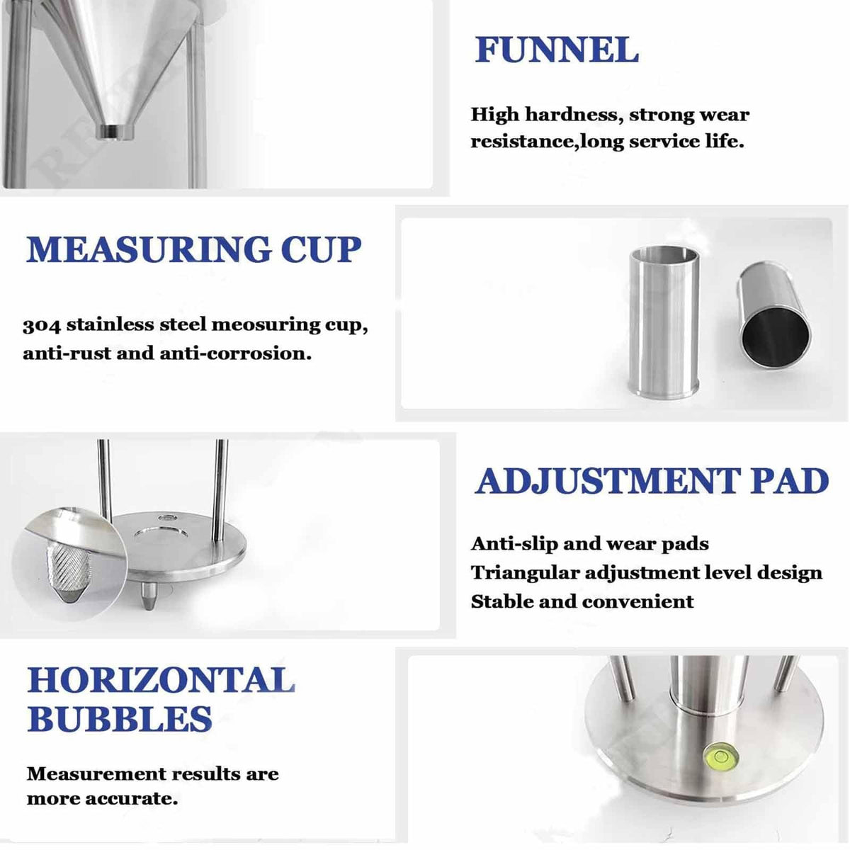 Stainless Steel Natural Accumulation Bulk Densimeter,Natural Stacking Density Meter,Powder Bulk Density Gauge with 100ml Measuring Cup,for Metal/Non-Metal Powder Density Measurement