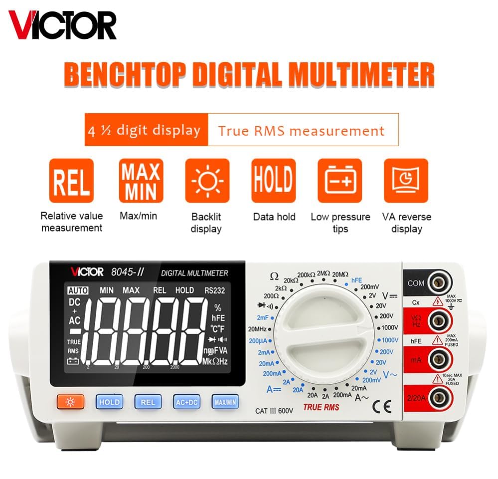 VC8045-II High Accuracy Digital Multimeter Resolution 10V Big LCD Display(Victor VC8045-II)