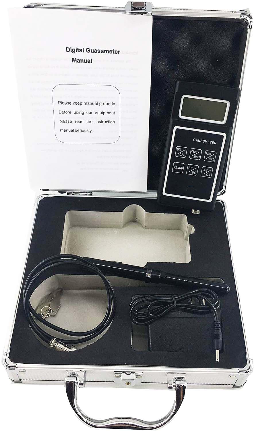 Gauss Gauge Meter Tesla Tester Magnetic Field Tester with Measured Magnetic Field DC and AC For Magnet-Charger,Demagnetize Coil,Microwave Oven,Electric Welding Equipment Electric Motor and Etc