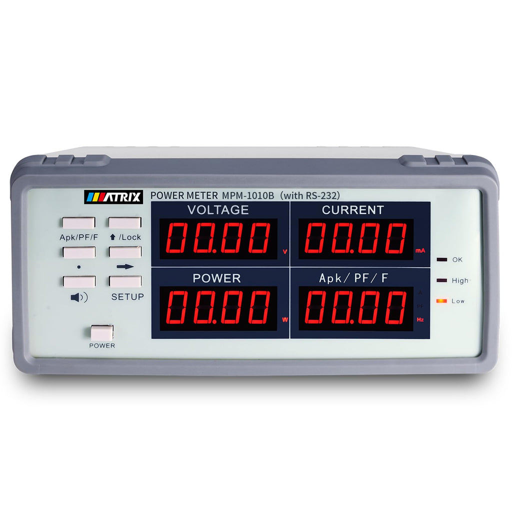 MATRIX MPM-1010 High Precision Bench Digital AC Power Meter - Voltage Current Power Factor and Frequency Meter with Upper and Lower Limit Set and Sound Light Alarm