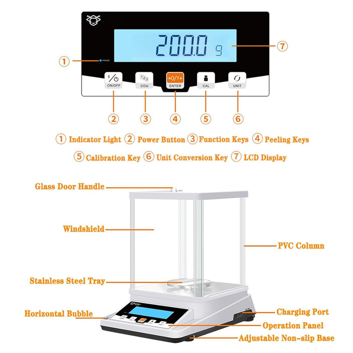 Electronic Analytical Balance with Windshield, 0.001g High Precision Lab Digital Scale, LCD Precision Lab Analytical Scale for Gold, Jewelry, Science Experiment,110g/0.001g