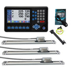 3Axis LCD DRO Multi-Function RPM Digital Readout Display,3pcs Magnetic Scales EIA-422 Output IP67 DIY OEM Encoder Sensor for Lathe Milling Bridgeport Knee Mill (Customized Trave size-5um)