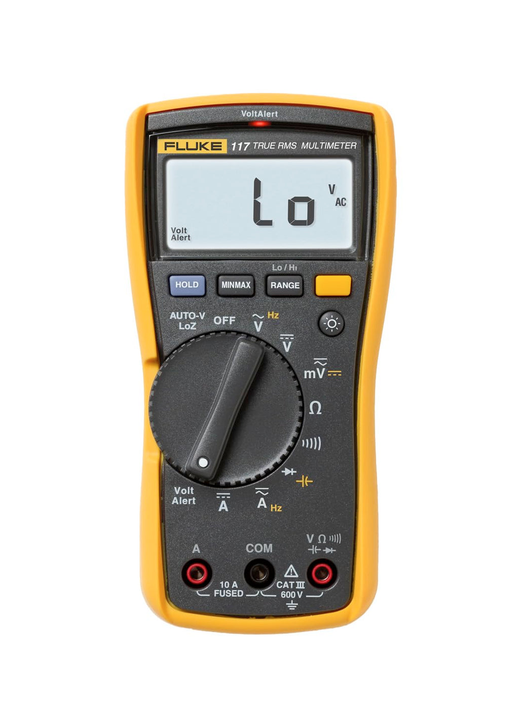 Fluke 117 Digital Multimeter, Non-Contact AC Voltage Detection, Measures Resistance/Continuity/Frequency/Capacitance/Min Max Average, Automatic AC/DC Selection, Low Impedance Mode