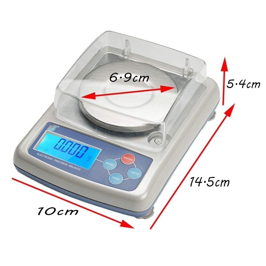 Gold Scale 500G/0.01G Carat Jewelry Scales Lab Balance Digital Electronic Precision Kitchen Scale LCD,White-100g/0.001g