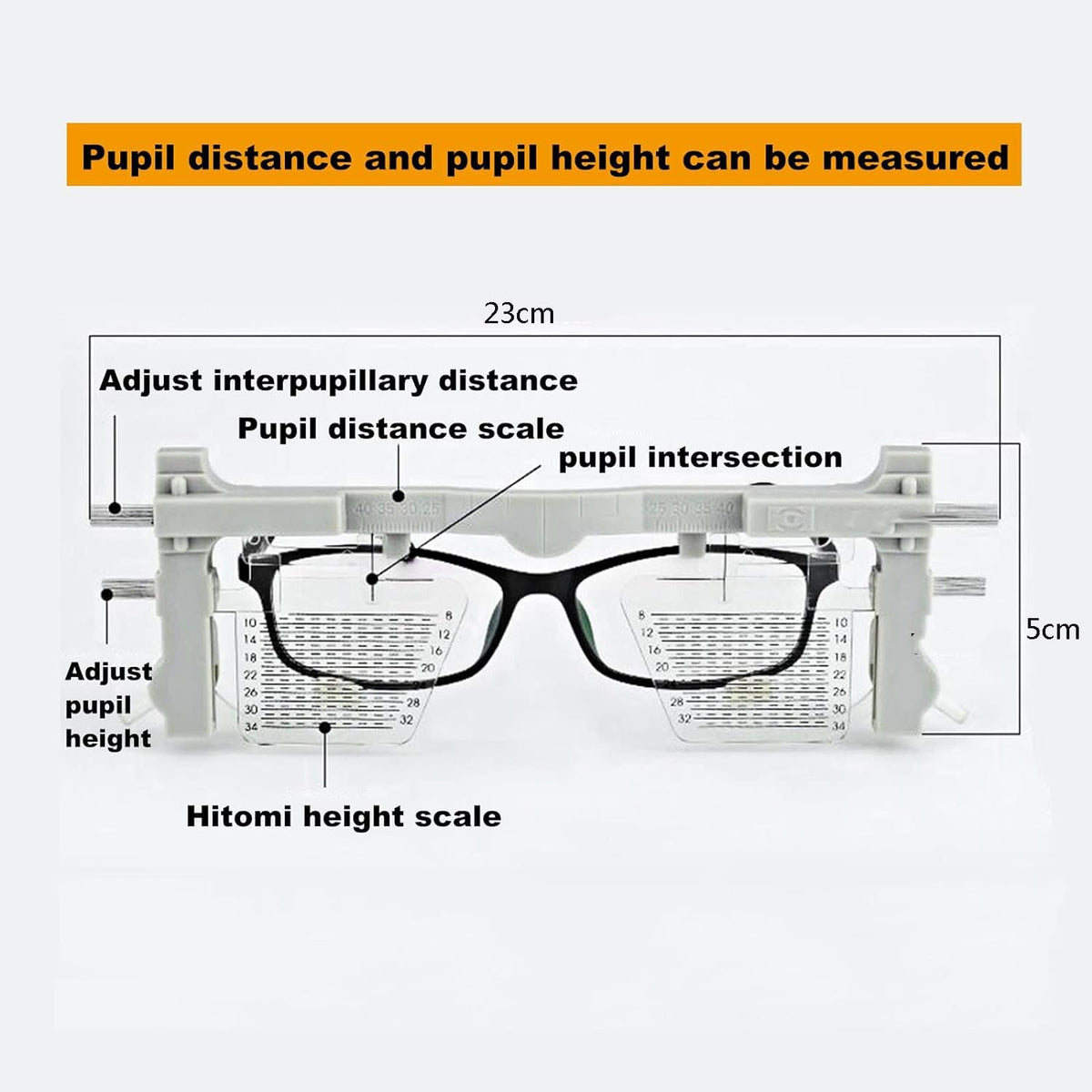 Pupil Distance and Pupil Height Meter, Optical Tool Ophthalmic Vision Tester, Aluminum Box Packaging, Accurate Measurement, Used to Measure Pupil Distance and Pupil Height