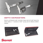 Starrett Micrometer Depth Gage with Half Base, 0-3" Range