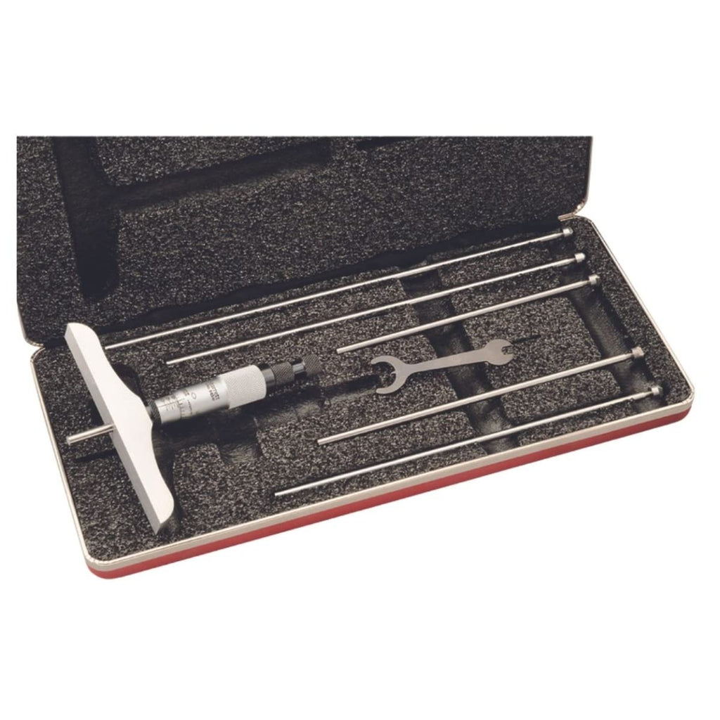 Starrett Micrometer Depth Gage with Half Base, 0-3" Range