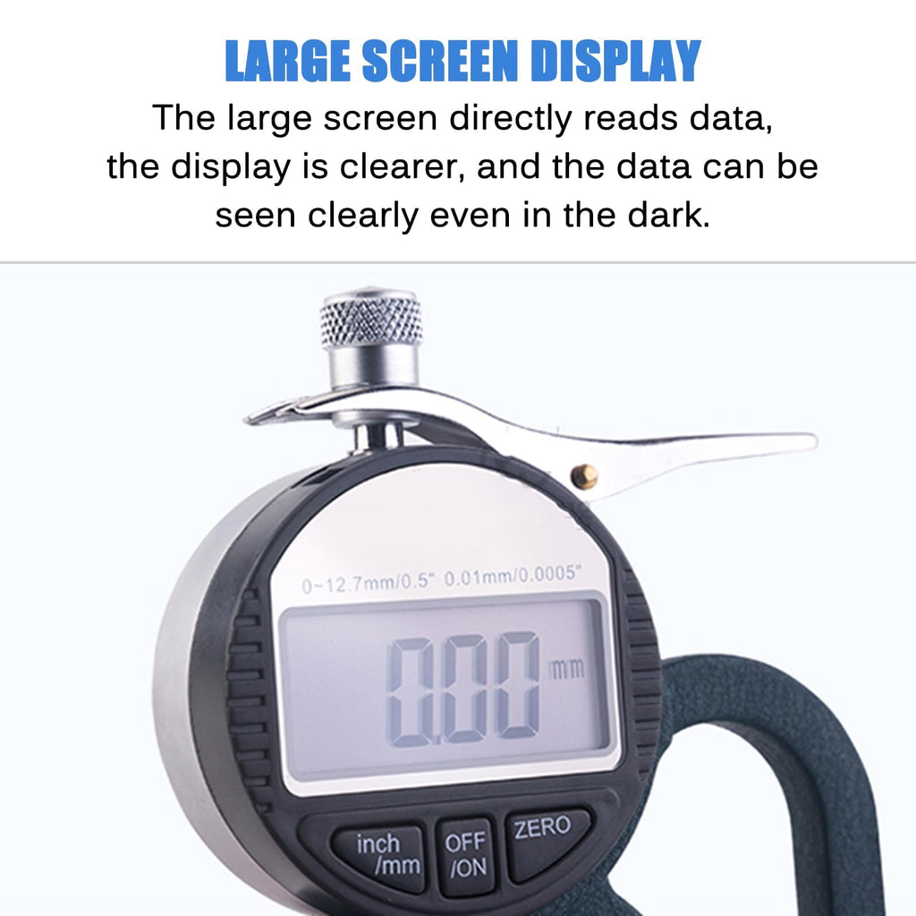 Sponge Digital Display Thickness Gauge, Digital Thickness Tester 0-10mm, 30mm Probe Diameter, Large LCD Display, Thumb-Pressure Measurement, Fast and Efficient for Sponge Paper Cardboard