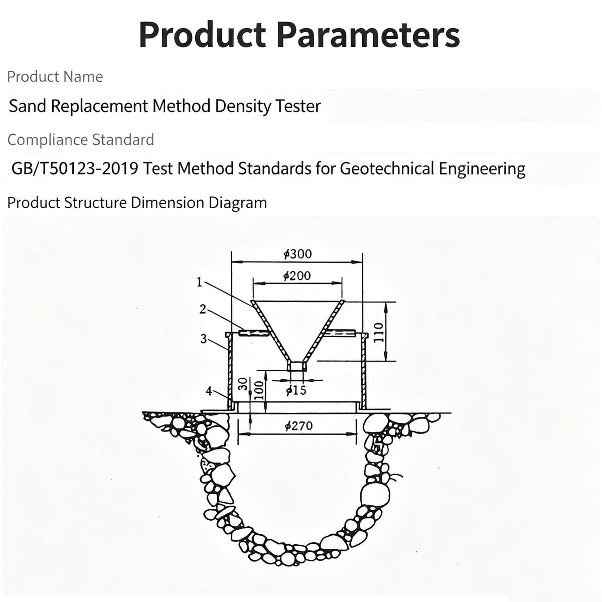 Soil Density Tester, Sand Cone Density Apparatus, Stainless Steel Field Soil Testing Tool for Accurate Soil Density Measurement