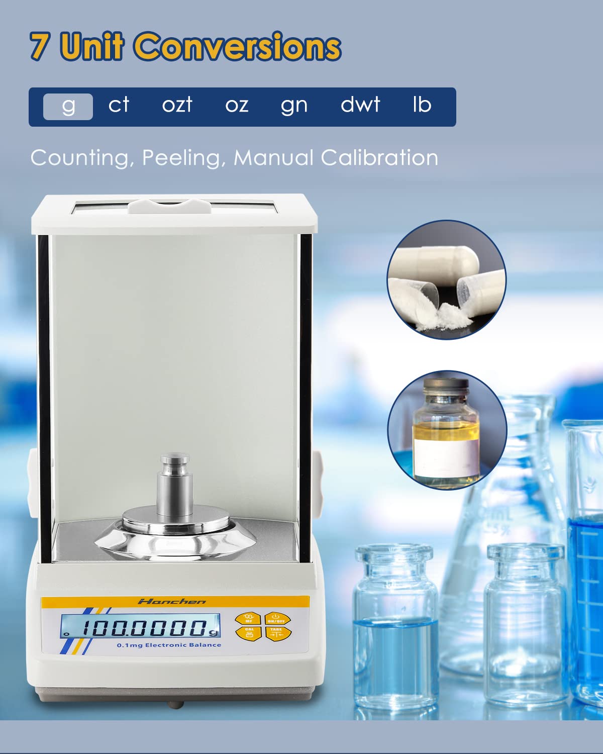 Analytical Balance 120g/0.1mg Precise Digital Balance Lab Scale for Laboratory Pharmacy Jewelry Store Chemical Plant 110v