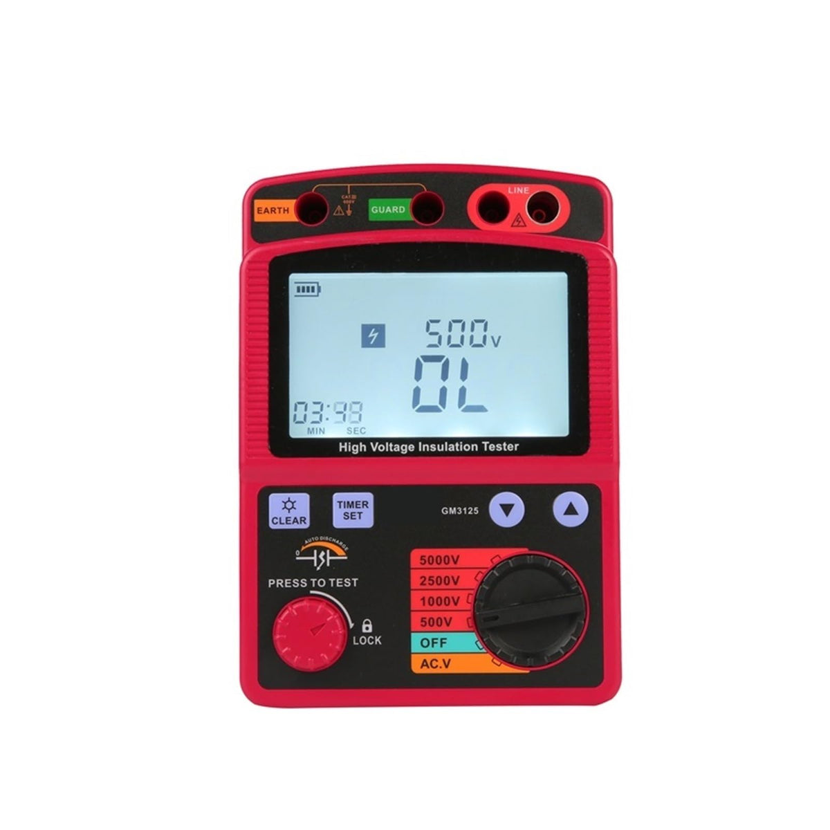 ROROLL LCD High Voltage Insulation Tester Portable Digital Insulation Resistance Meter DC/AC Voltage Tester Auto Discharge for Electrical Industry