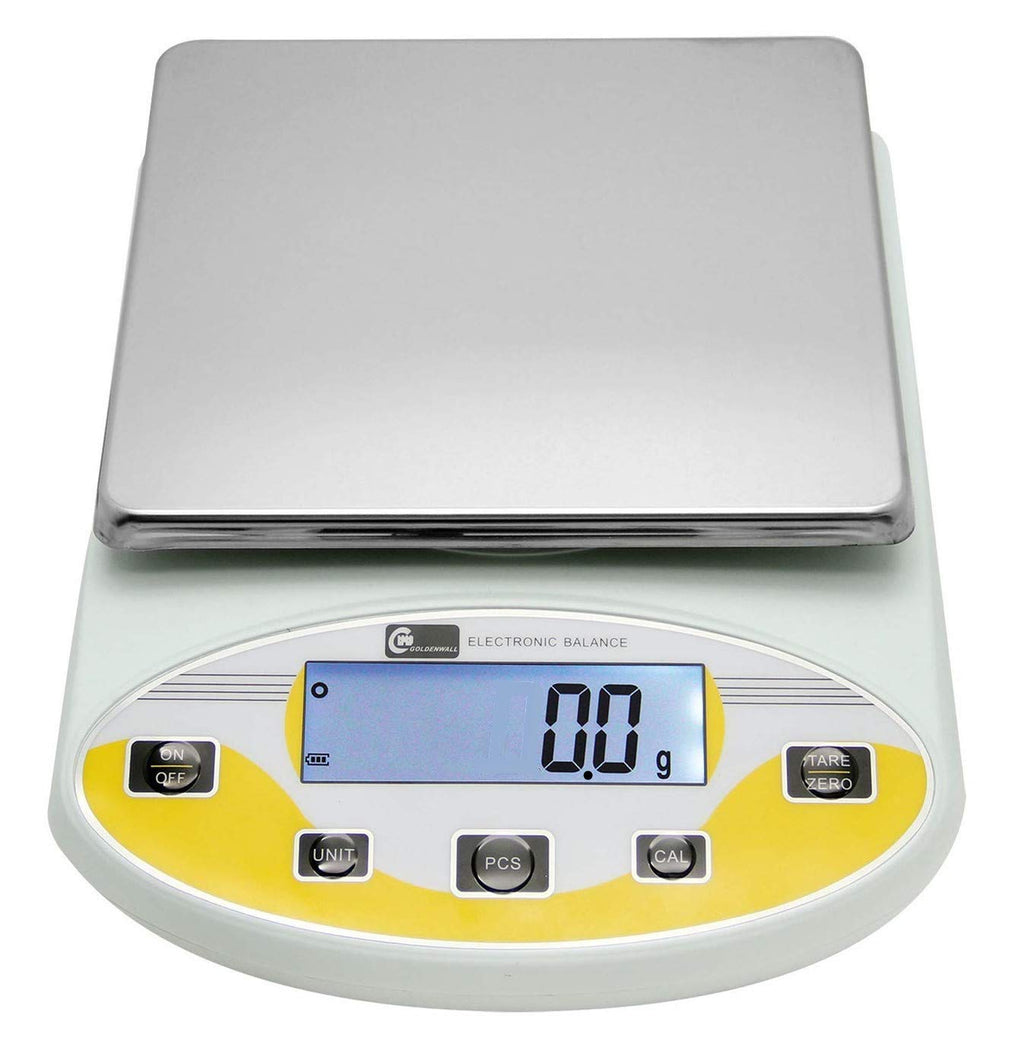 CGOLDENWALL Large Range Lab Digital Analytical Balance Lab Precision Scale Jewelry Kitchen Scales Electronic Balance Weighing and Counting Scale 0.1g Calibrated Pan Size 180140mm Yellow (15kg, 0.1g)