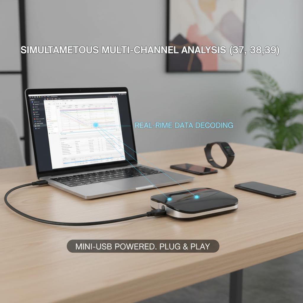 POCREATION Bluetooth Protocol Analyzer, BLE 4.0-4.2 Full Channel USB