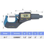 0-1" Digital Micrometer with Ball Anvil & Stand, 0.00005" Resolution